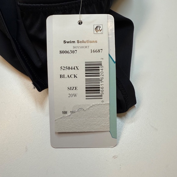 Swim Solutions Pull-On Swim Board Shorts Black NWT 20W - Picture 7 of 8